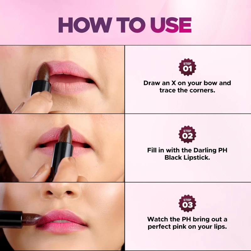Hilary Rhoda Darling PH Black Lipstick | Long-Lasting, Moisturizing & Smudge-Proof | One Swipe Magic Lipstick with Semi-Glossy Finish | Lightweight & Pigmented | 3.6g thumbnail 6